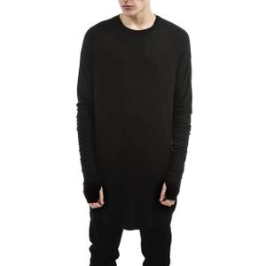 LILBETTER Mens Thumb Hole Cuffs Long Sleeve T-Shirt Basic Tee (Small, Black)
