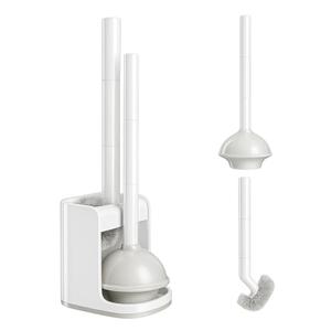 Toilet Plunger and Bowl Brush Combo for Bathroom Cleaning, White, 1 Set