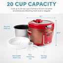 Cool Touch Rice Cooker with Glass Lid, Food Steamer, Slow Cooker, Multicooker with 11 Preset Functions, Steam Tray, Measuring Cup, Rice Spatula, 20 Cups (Cooked)