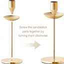 2 x DN DECONATION Gold Candle Holders, Brass Taper Candlestick Holders Set of 3, Vintage Metal Candle Sticks Holder with Wax-Catcher for Fall Decor, Thanksgiving Table Centerpiece, Wedding