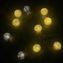 The Dreidel Company 10 Mini Round Lantern Hanukkah String Lights 9' Ft. Long, Pre-Assemble LED Battery Powered 3" Inch Orb (Single)