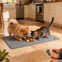 JBD Waterproof Silicone Pet Feeding,cat Food mat, Anti-Slip Dog Food Mat to Contain Spills, Protects Floors from Messy Drinkers, Multiple Sizes and Colors for Dogs and Cats (19"L x 12"W, Gray)