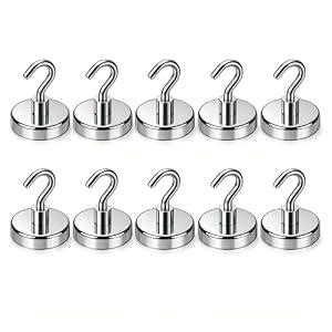  Magnetic Hooks 10 Packs, 50Lbs Strong Magnetic Hooks, 10 Pcs Strong Locker Magnetic Hooks for Hanging