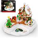 2025 Christmas Gingerbread House Building Set with Magnetic Interactive Base, 656PCS Holiday Village Building Block with Music Toy, Movable Santa, Xmas Tree,Sleigh, Gifts for Adults Kids Girls Boys 6+