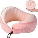 Travel Pillow, 100% Pure Memory Foam Travel Neck Pillow Airplane Neck Support Ergonomic Design for Traveling Suitable for Airplanes,Offices and Cars-Cooling Silk Light Pink