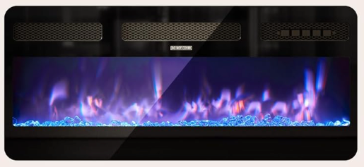 36 Inch Electric Fireplace With Remote Control, Black