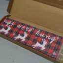 FIPUTE Christmas Stocking Holder with 6 Hangers for Wall Stocking Hangers for Mantel The Stockings were Hung Wooden Sign Foldable Stocking Hook for Fireplace Christmas Wall Decor (Red-Deer)