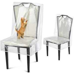 Dining Chair Covers, Waterproof Kitchen Chair Protectors,Clear Plastic Seat Chair Protector,Keep Your Chair Away from Water Dust Stain and Pet Claws W/21 x D/18(Fits 16-23",2 Pack)