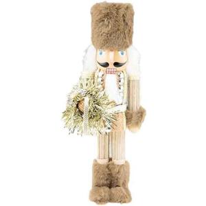 Clever Creations Brown Fur 14 Inch Traditional Wooden Nutcracker, Festive Christmas Dcor for Shelves and Tables