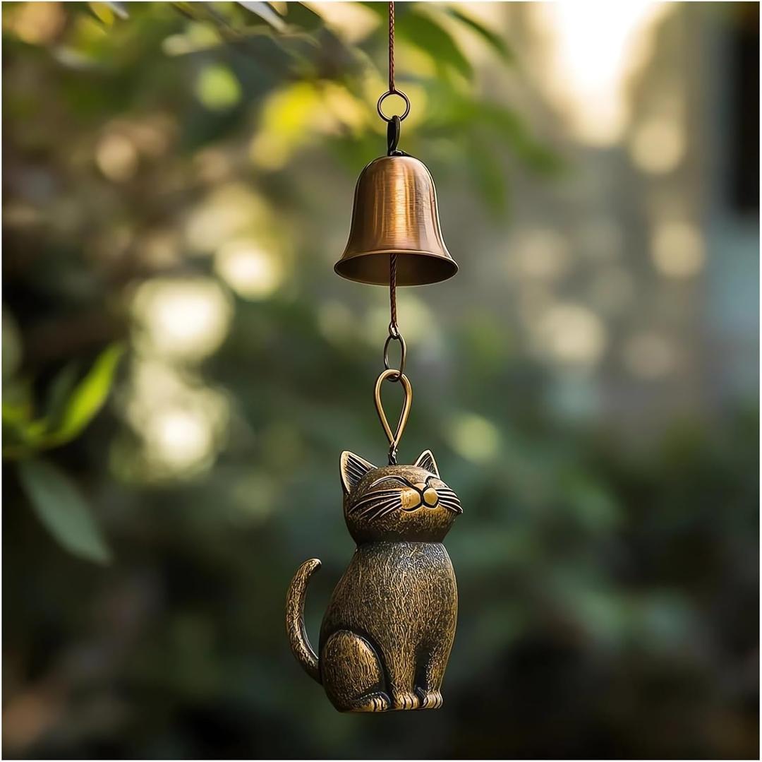 Cat Wind Chime 2025 New Unique Cat Garden Decor Outdoor Cat Statue Themed Gifts Wind Chimes for Cat Lovers Women Hanging Memorial Ornaments Windchimes Bell Outside Yard Home Porch Decorations (A1)