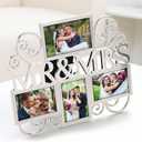 Mr & Mrs Picture Frames,Cherish Every Memory,4 opening photo collage,Silver Plating,Wedding Gifts