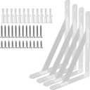 Heavy Duty Shelf Brackets Wall Mount Steel Bracket Wall Brackets for Shelves (White, 20 x 12 Inch-2 Pairs)