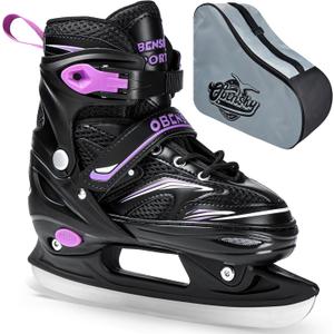 Adjustable Ice Skates for Kids Boys Girls with Skate Bag, 4 Size Adjustable Children's Ice Skates for Outdoor and Rink