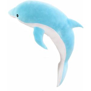 Dolphin Plush Pillow 27.5" Blue Dolphin Stuffed Throw Pillow Super Soft Sea Animal Plush Toys Dolls for Boys Girls Sleeping Cushion Gift