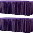 Wish Care 2 Pack Purple Rectangle Table Clothes for 4 Foot Tables, Polyester Fitted Tablecloths 4ft Stretch Table Cover for Wedding, Birthday, Parties, Trade Show, Craft Show