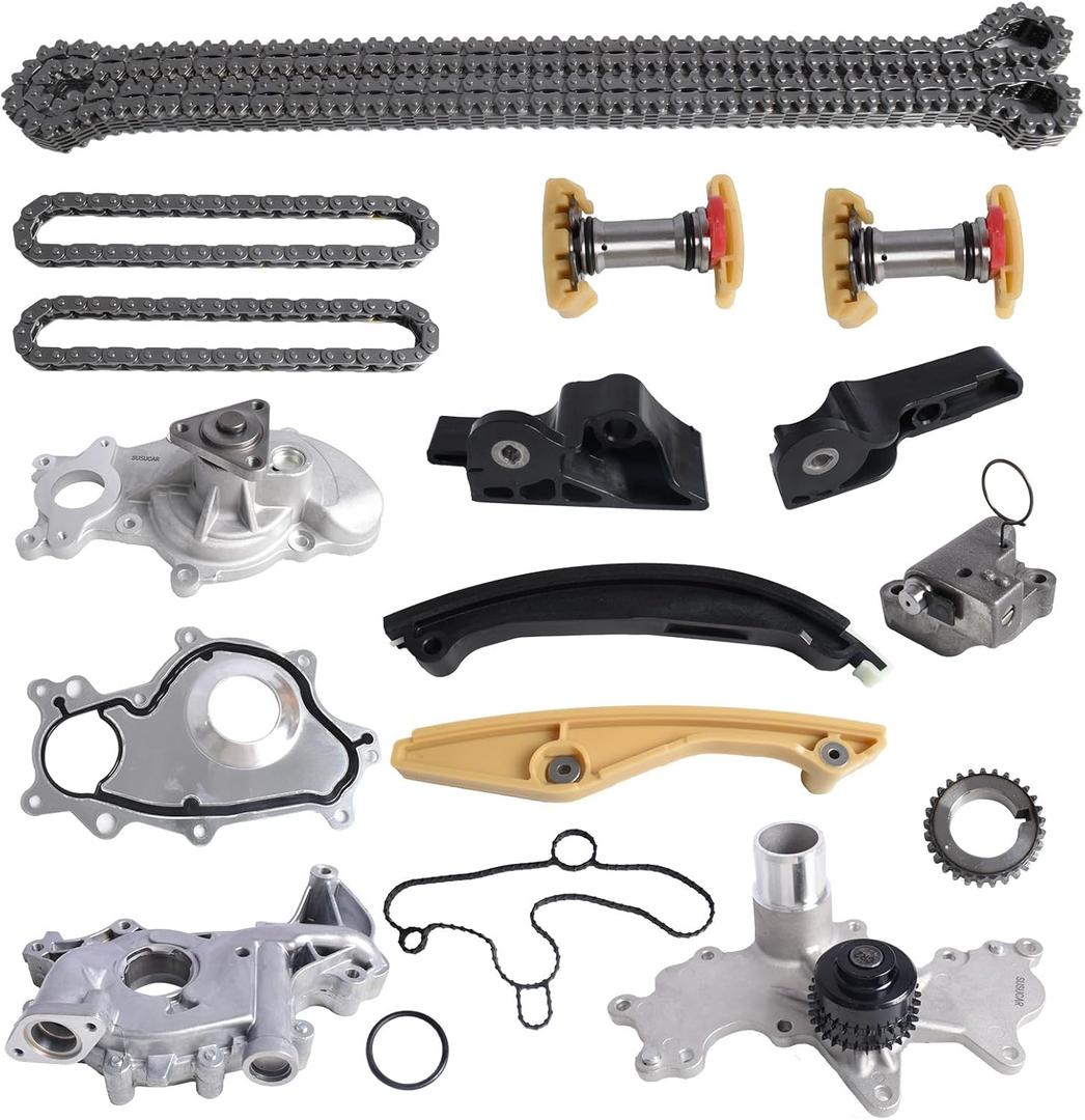 Timing Chain Kit with Water Pump Oil Pump for 2011-2017 Ford F-150 Edge Explorer Expedition Mustang, Fits 3.5L V6 DOHC Engine, and for 2016 Ford Police 3.7L, for 2015-2017 Lincoln Navigator 3.5L