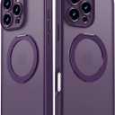  iPhone 16 Pro Max Case Upgraded 360° Spin Magnetic Stand, Compatible with Magsafe, Military Protection, Full Camera Protection, Translucent Matte Phone Case for iPhone 16 Pro Max Purple