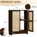 Jueraori WiFi Router Storage Cabinet, Bamboo Router Cabinet with Adjustable Shelves, Multimedia Audio Rack with Doors, 2 Layer Standing Cabinets for Home and Office