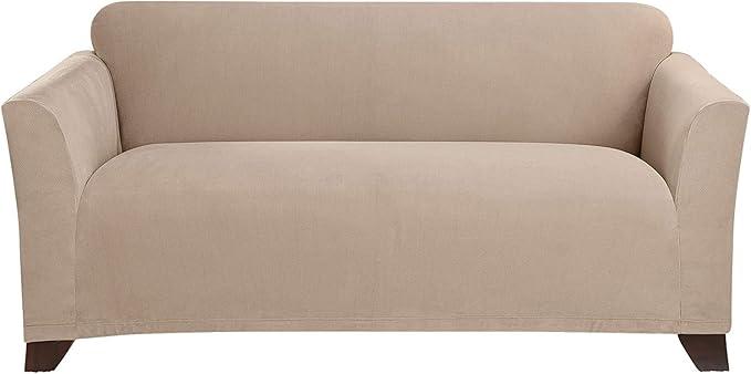 SureFit Form Fit Stretch Morgan Loveseat Slipcover - One Piece Polyester/Spandex Elastic Slipcover, Machine Washable (Loveseat Box Cushion, Khaki Color) SureFit Form Fit Stretch Morgan Loveseat Slipcover - One Piece Polyester/Spandex Elastic Slipcover, Machine Washable (Loveseat Box Cushion, Khaki Color)
