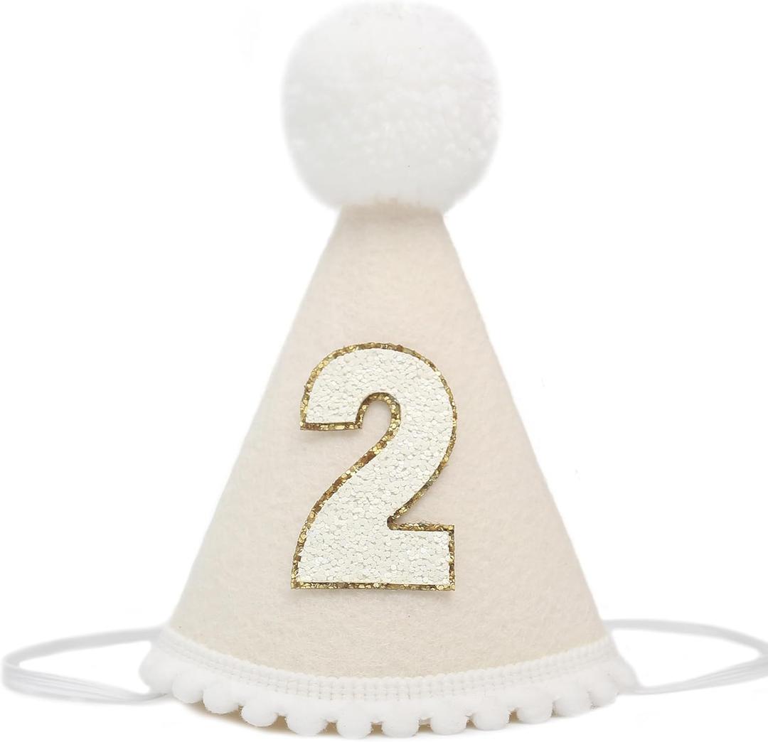 BOOMPA Boho 1st Birthday Hat Costume Headwear - White, Natural Boho Decorations for Baby's First Birthday