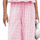 Tanming Women's 2 Piece Set Outfits Gingham Plaid Tank Tops Wide Leg Pants Matching Lounge Sets (Pink, M)