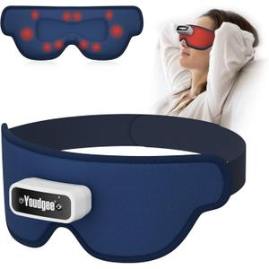 Eye Massager with Heat, Smart Vibration Massager for Migraines Relief, Birthday Gifts for Women, Heated Sleep Mask Eye Care Relax Gifts for Mom (Blue)