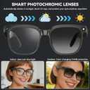 AI Smart Glasses with Camera, 8MP 4K/1080P Video Recording Glasses, Real-Time Translation, AI Voice Assistant & Object Recognition, Open-Ear Audio, Photochromic UV400 Lenses for Travel & Business