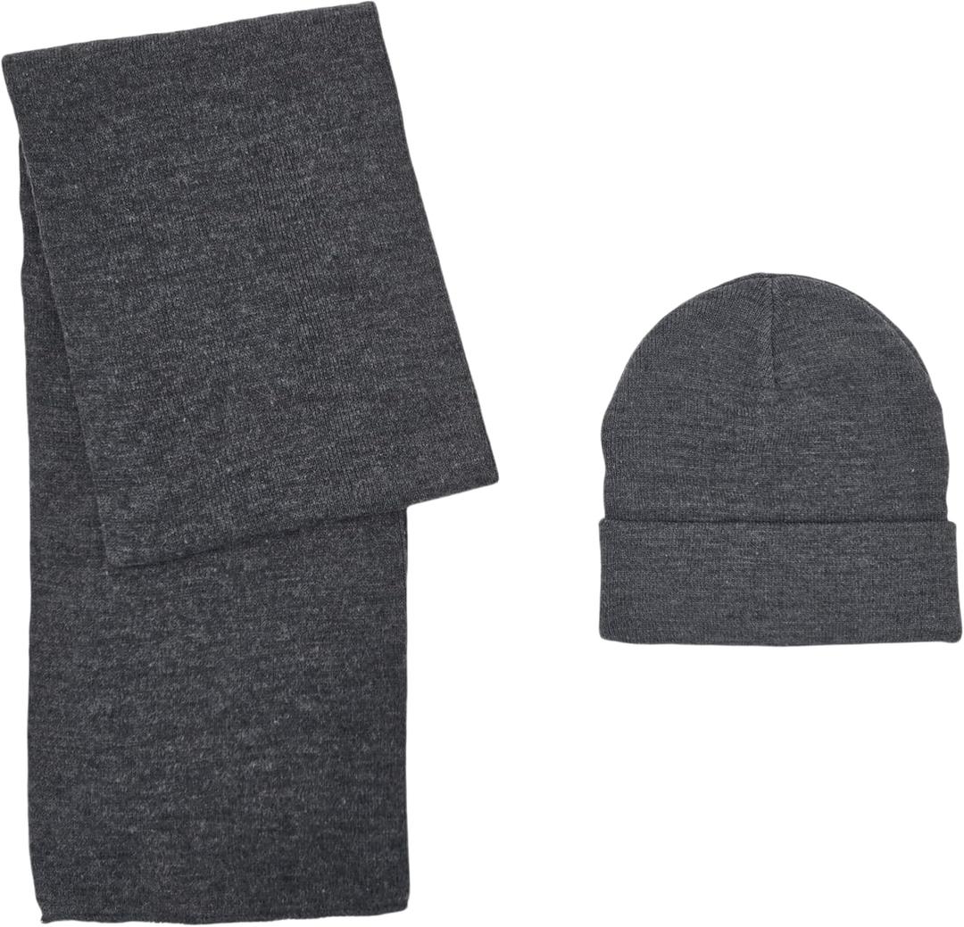 HILLSHADE Scarf and Beanie 2pc Set soft and warm for winter (Gray)