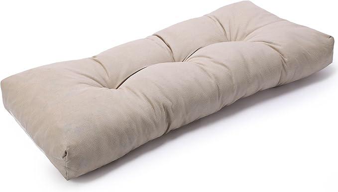 Sunrox The Gripper Non-Slip Tufted Bench Cushion for Indoor Furniture, Assembled in USA, Entryway Storage, Bay Window, Corner Nook or Piano Seat, 35 Inches, Solid Ivory