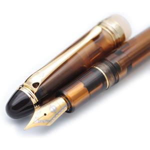 czxwyst 699 Negative Pressure Vaccum Filling Fountain Pen Original Box (Brown with Translucent Grip, Fine Nib 0.5mm)