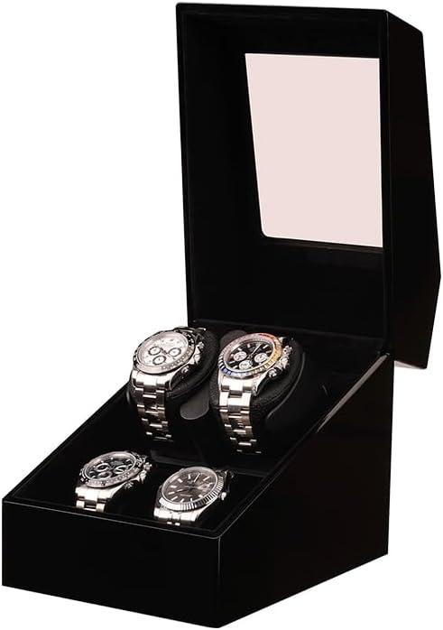 Watch Winders for Automatic Watches, Automatic Watch Winder Box, 2 Watch Winder with Holder, Quiet Motor and 4 Storage Case for Man/Woman's Watches (Black)