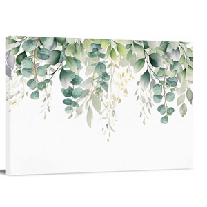Canvas Print Wall Art -  Wall Decor Modern Artwork Paintings Pictures for Living Room Stretched and Framed Ready to Hang - 24" x 36", Green Eucalyptus Leaves