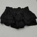 Flowy Shorts for Women Casual Boho Ruffle Tiered Skorts High Waist Mini Skirts Golf Tennis Crochet Shorts (Large, All Black)