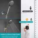 GwernKB Brushed Nickel Shower Heads Handheld with On Off Switch,8-Mode High Pressure Shower Wand with 79In Stainless Steel Hose&Bracket PLUS Low-Reach Adhesive Wall Mount Holder for Kids&Elderly