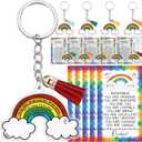 Rainbow Keychains Bulk Back to School Gifts | Inspirational Keychain with Rainbow Cards for Classroom Students Friends Gifts