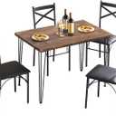 VECELO Dining Table Set for 4, Kitchen Table Set with 4 Chairs for Small Space, Space-Saving and Modern Design, Apartment, Easy to Assemble, Brown, 5-Piece Set