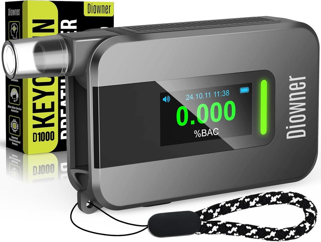 Portable Rechargeable Breathalyzer, 2025 Pro-Grade Accuracy Breathalyzer with IPS Digital Display & 10 Reusable Personal Mouthpieces, Ideal USB Alcohol Tester for Car/Home Use (Black)