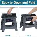 Flottian 11" Folding Step Stool for Adults and Kids Holds Up to 300 lbs,Non-Slip Folding Stools with Portable Handle, Compact Plastic Foldable Step Stool for Bathroom,Bedroom, Kitchen Gray