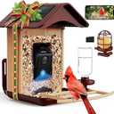 BIRDLEGEND-BL03 Bird Feeder with Camera Solar Powered, 2K Clarity 3:4 Portrait Free AI Identify Arrival Alerts with 64GB Card Smart Cameras Birds Feeders Wireless Outdoor Gift for Bird Lover (Red)