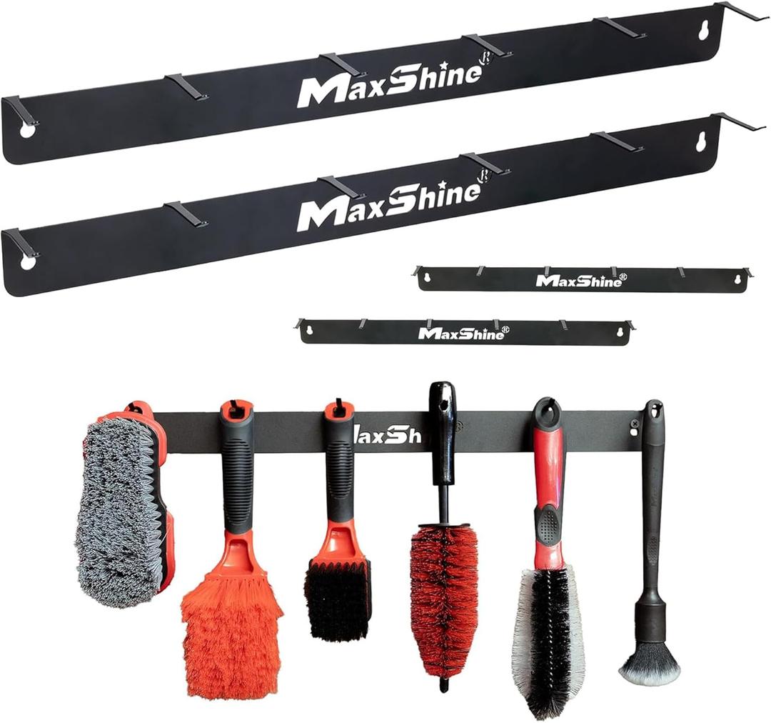 Maxshine Universal Detailing Brush Hanger (2-Pack)  6 Organizer Hooks  Lightweight Wall-Mounted Design for Auto Detailing Supplies  Ideal for Garage & Mobile Use