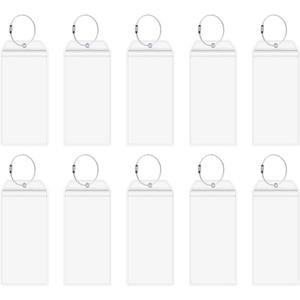 10Pack Waterproof Cruise Tags Holder for Luggage E-Tags Suitable for Cruise Travel,Transparent with Steel Loops (10pack Tags)