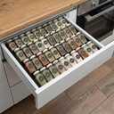 GOENDR Metal Spice Drawer Organizer, 4-Tier Spice Rack for Drawer, Expandable Seasoning Organizer Fits 11.4-22.8 Wide Drawer, Holds up to 48 Spice Jars (Not Included), Black