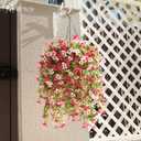 Artificial Hanging Flowers for Outdoors Spring Summer Decoration, 4PCS UV Resistant Silk Fake Hanging Plants for Patio Porch Front Yard Window Garden Indoor Decor(Hot Pink&Light Pink,4PCS)