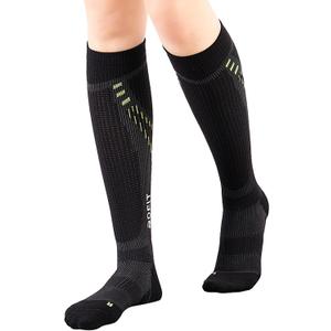 aoFIT Graduated Compression Socks for Women Travel Flight Nurses Dr Scholls Airplane 15-20 mmhg (Black, XL)