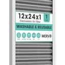 12x24x1 HVAC Furnace Air Filter, Washable Electrostatic Furnace Filter, MERV 8, Lasts a Lifetime, Breathe Fresher, Home And Office (Actual Size:11.38x23.38x0.82 Inch)