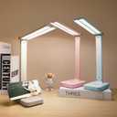 LuxLumin White Desk Lamp for Home Office, Portable Small Desk Lamp with 3 Lighting Modes, Battery Operated Rechargeable Desk Light for Kids, Reading, Studying, Dormitory, White