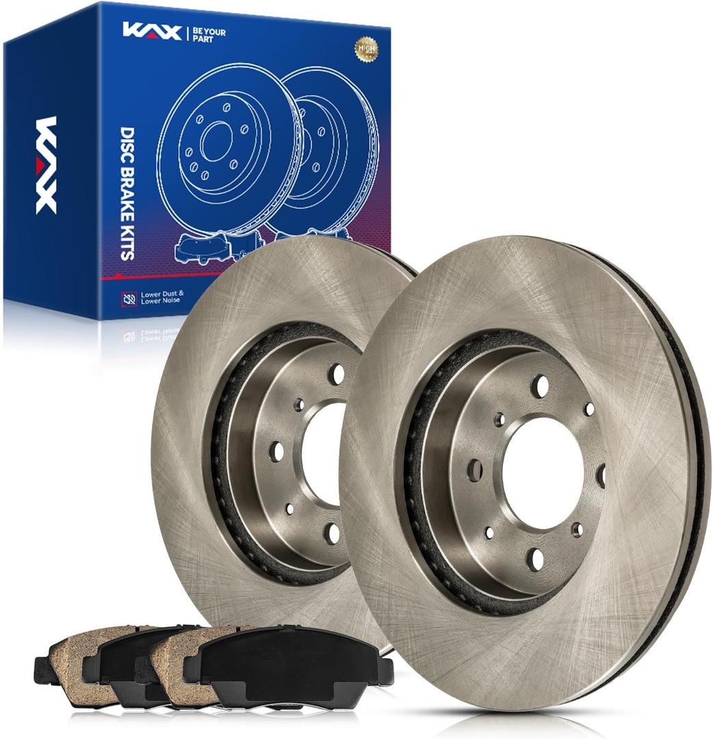 KAX Front Brake Kit, OE Brake Rotors and Ceramic Brake Pads | Fits Honda Fit 2009-2012, Honda Fit 2013 1.5L, Honda Civic 2003-2007 1.3L, Automotive Replacement Brake Kit (Front-3295+D948)