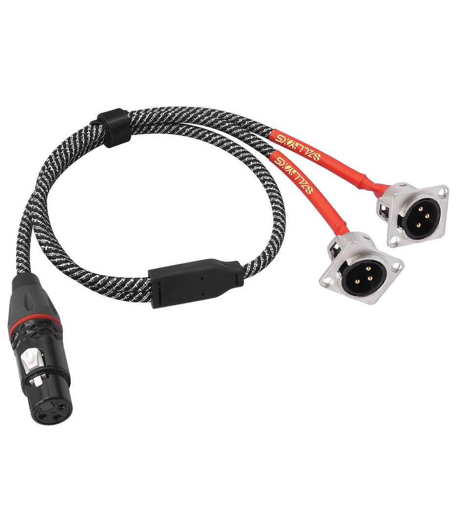 XLR Pass Through Cable,2FT,XLR Female to D-Type 2 Male Splitter Cable,20AWG 6N Silver-Plated Copper Conductor No Solder,for Stage Box,Patch Panel,Floor Box-No Solder Pro Audio Installations