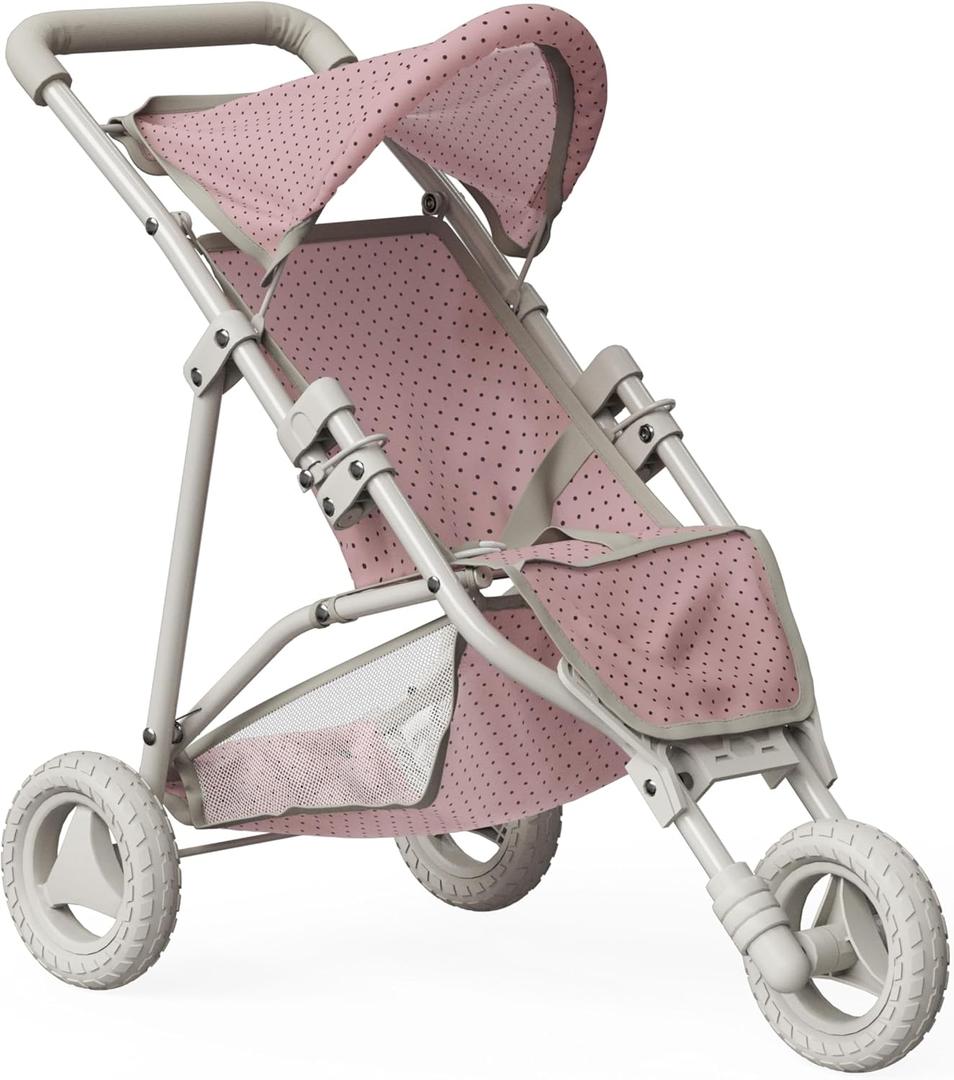 Olivia's Little World Doll Jogging-Style Stroller with Canopy, Storage Underneath, Pink and Cream and Gray, One Size