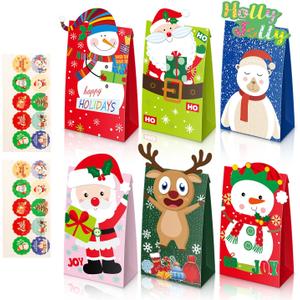 ysmile 24 ct Christmas Treat Bag, Small Xmas Gift Bag for Goodie Wrap, Christmas Party Favor 9"